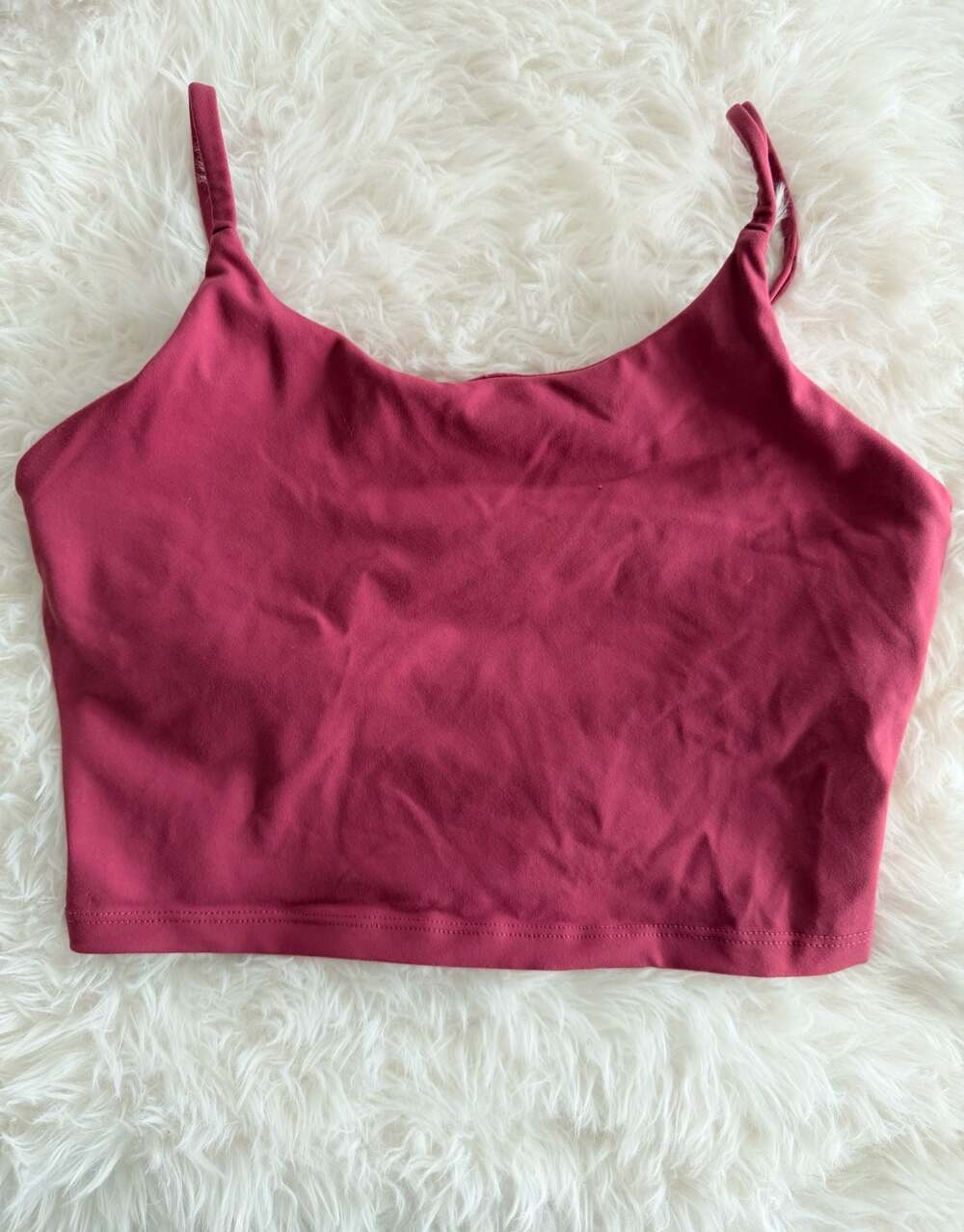 Spaghetti Strap Workout Crop Tank Top Magenta Size S